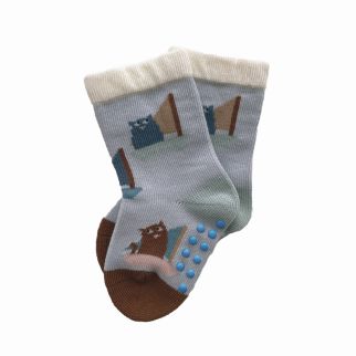 Sejlende katte Babysokker antislip, 6-12 md.