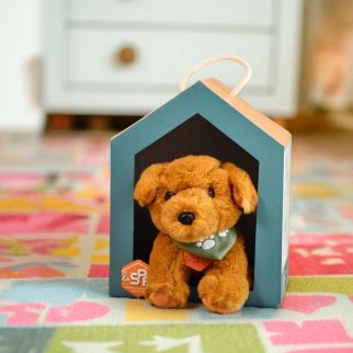 SPA - Hund brun m/hus, 16 cm