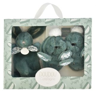 Kanin grøn, gaveæske putteklud og sutsko