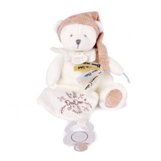 DOUDOU 25 år - Bjørn rosa, plys sutteholder 20 cm