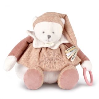 DOUDOU 25 år - Bjørn rosa, aktivitetsbamse 30 cm