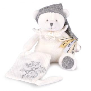 DOUDOU 25 år - Bjørn sølv, plys sutteholder 20 cm