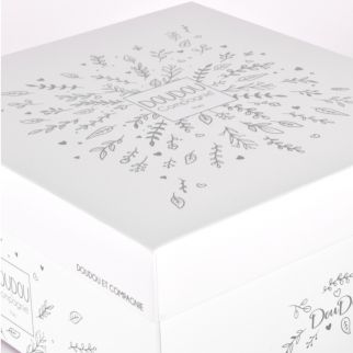 DOUDOU 25 år - Bjørn hvid, aktivitetsbamse 30 cm