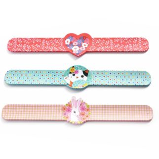 Snap-armbånd med kat, hjerte eller kanin – Display med 15 stk.