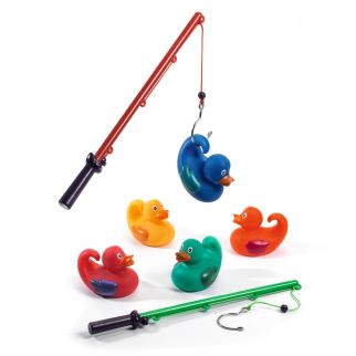 Badeænder med fiskestænger, farvede