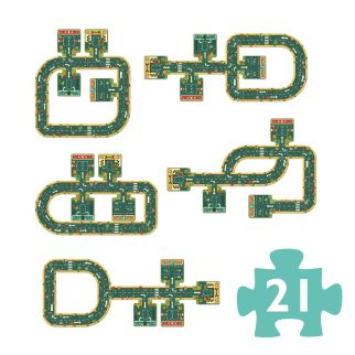 Gulvpuslespil, veje 21 brikker