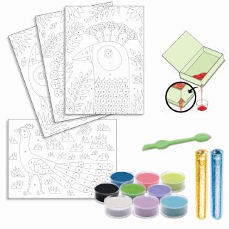 Kreativ æske - Sandmotiv, Fugle