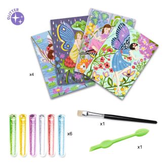 Kreativ æske, glitterkort - Feer