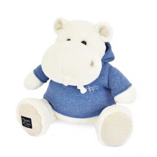 HIPPO - Flodhest hvid m/hoodie blå, 45 cm