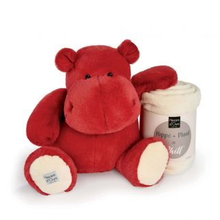 HIPPO - Flodhest rød 45 cm, incl. tæppe