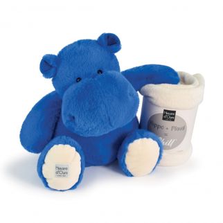 HIPPO - Flodhest blå royal 45 cm, incl. tæppe