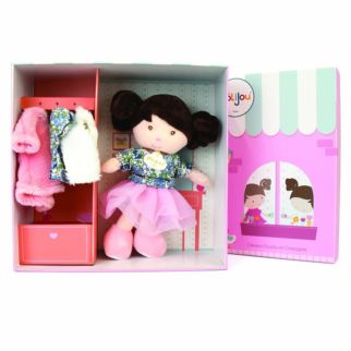 Dukke - Emilie, 21 cm m/klædeskab