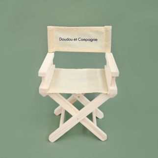 Dukke tilbehør - Kanvas/træ klapstol, 23 cm