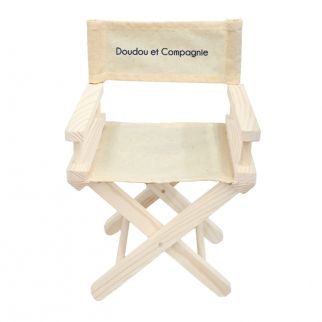 Dukke tilbehør - Kanvas/træ klapstol, 23 cm