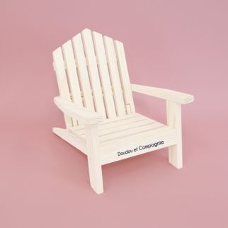 Dukke tilbehør - Solstol i træ, 17 cm