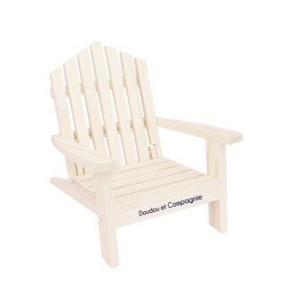 Dukke tilbehør - Solstol i træ, 17 cm